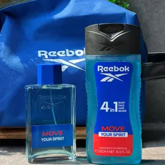 Set Nước Hoa Reebok Move Your Spirit Cho Nam 100ml - EDT + Sữa Tắm 250ml + Túi Vải - Hương Thơm Tươi Mát, Năng Động, Thể Thao