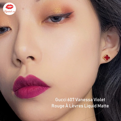 Son Kem Gucci 607 Vanessa Violet - Son Môi Cao Cấp Màu Hồng Mận Quyến Rũ Chính Hãng, Lên Màu Chuẩn, Dễ Dàng Sử Dụng