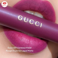 Son Kem Gucci 607 Vanessa Violet - Son Môi Cao Cấp Màu Hồng Mận Quyến Rũ Chính Hãng, Lên Màu Chuẩn, Dễ Dàng Sử Dụng