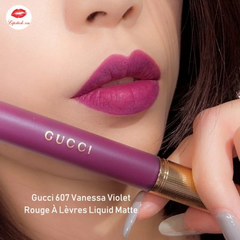 Son Kem Gucci 607 Vanessa Violet - Son Môi Cao Cấp Màu Hồng Mận Quyến Rũ Chính Hãng, Lên Màu Chuẩn, Dễ Dàng Sử Dụng