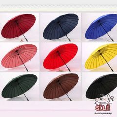 Ô Dù Cao Cấp 24 Nan Lớn - Ô Đi Mưa Chống Lật, Chống UV, Quai Đeo Da - Thiết Kế Hàn Quốc, Dành Cho Mọi Dịp