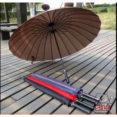 Ô Dù Cao Cấp 24 Nan Lớn - Ô Đi Mưa Chống Lật, Chống UV, Quai Đeo Da - Thiết Kế Hàn Quốc, Dành Cho Mọi Dịp