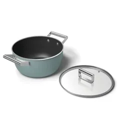 Nồi Casserole SMEG CSF2412EGM 24cm Màu Xanh Ngọc - Nhôm Rèn Chống Dính, Dung Tích 4,6L, Phù Hợp Mọi Loại Bếp, Sản Xuất Ý