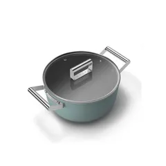 Nồi Casserole SMEG CSF2412EGM 24cm Màu Xanh Ngọc - Nhôm Rèn Chống Dính, Dung Tích 4,6L, Phù Hợp Mọi Loại Bếp, Sản Xuất Ý
