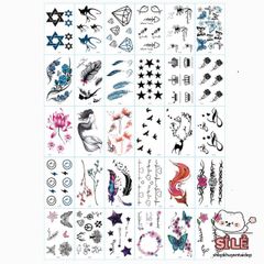 Miếng Dán Hình Xăm Nhỏ Độc Đáo - Combo 30 Tờ Thể Hiện Cá Tính, Dễ Dàng Sử Dụng, Không Gây Kích Ứng Da