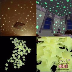 Bộ 100 Ngôi Sao Dạ Quang Gắn Tường - Tô Điểm Phòng Ngủ Trẻ Em với 4 Màu Sắc Tuyệt Đẹp, Phát Sáng Trong Bóng Tối