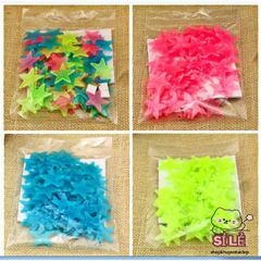 Combo 10 Gói Ngôi Sao Phát Sáng Dán Tường 3cm - Trang Trí Nội Thất Lung Linh Đêm Đêm, Tặng Ngôi Sao Phản Quang Đẹp Mắt