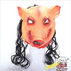 Khẩu Trang Đầu Heo Đen Latex - Mặt Nạ Halloween Kinh Dị Cho Trẻ Em - Phụ Kiện Cosplay Hấp Dẫn