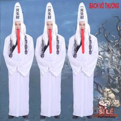 Bộ Trang Phục Halloween Cương Thi Hắc Bạch Vô Thường Diêm Vương Dành Cho Người Lớn - Pháp Sư Cosplay độc đáo, kích thước từ 155-185cm
