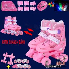 Giày trượt patin 4 bánh cho trẻ em từ 2-14 tuổi - Bộ bảo vệ và phụ kiện đầy đủ, an toàn và dễ dàng tập luyện