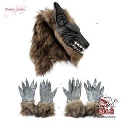 Găng Tay và Mặt Nạ Người Sói Cao Su - Trang Phục Halloween Hóa Trang Độc Đáo Cho Bữa Tiệc & Lễ Hội