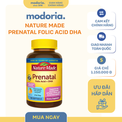 Viên uống Vitamin Tổng Hợp Prenatal + DHA Nature Made cho Bà Bầu - 150 Viên, Hỗ Trợ Dinh Dưỡng Thai Kỳ, Xuất Xứ Mỹ