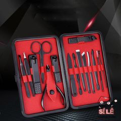 Bộ dụng cụ chăm sóc móng tay inox titanium sang trọng - 15 món tiện lợi, đi kèm hộp da cao cấp làm quà tặng lý tưởng
