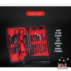 Bộ dụng cụ chăm sóc móng tay inox titanium sang trọng - 15 món tiện lợi, đi kèm hộp da cao cấp làm quà tặng lý tưởng