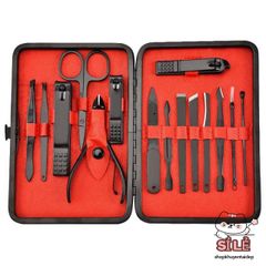 Bộ dụng cụ chăm sóc móng tay inox titanium sang trọng - 15 món tiện lợi, đi kèm hộp da cao cấp làm quà tặng lý tưởng