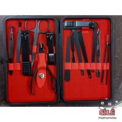 Bộ dụng cụ chăm sóc móng tay inox titanium sang trọng - 15 món tiện lợi, đi kèm hộp da cao cấp làm quà tặng lý tưởng