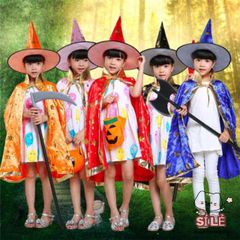Bộ Trang Phục Phù Thủy Halloween Cho Trẻ Em - Áo Choàng Đen và Nón Phù Thủy Độc Đáo, Lưu Giữ Để Sử Dụng Năm Sau