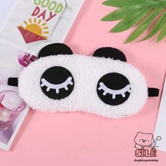 Khăn Che Mắt Ngủ Vải Nhung Gấu Trúc Dễ Thương - Bịt Mắt Ngủ Hoạt Hình Dành Cho Bé, Chất Liệu Mềm Mại, Thoải Mái Khi Ngủ