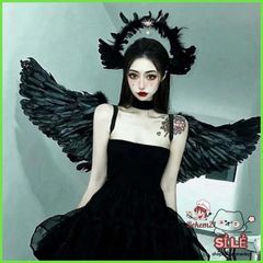 Cánh Quỷ Đen & Cánh Thiên Thần - Phụ Kiện Hóa Trang Halloween Độc Đáo cho Trẻ Em và Người Lớn, Cánh Lông Vũ Thời Trang