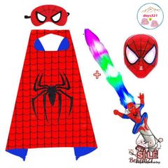 Set Hóa Trang Người Nhện Cho Bé Trai - Bộ Áo Choàng Siêu Anh Hùng Kèm Mặt Nạ Thích Hợp Cho Halloween và Sinh Nhật