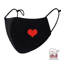 Khẩu Trang Hình Trái Tim Đỏ Phong Cách Hàn Quốc - Chống Bụi Cotton, Thiết Kế Anime/Manga Độc Đáo, Unisex, Freesize