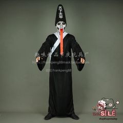 Trang Phục Hóa Trang Halloween Hắc Vô Thường - Cương Thi Ma Quái với Mặt Nạ và Tóc Giả - Thời Trang Cosplay ấn Tượng