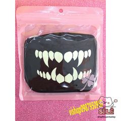 Khẩu Trang Cotton Đen Anime Manga Họa Tiết Răng Nanh Hoạt Hình - Thoáng Khí, Chống Bụi, Unisex, Phù Hợp Mọi Giới Tính