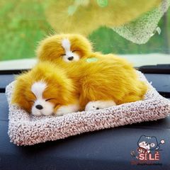 Gấu Thú Bông Cún Xám Đôi Mẹ Con 99% Giống Thực - Phụ Kiện Trang Trí Xe Hơi Khử Mùi Lõi Than Hoạt Tính Đáng Yêu