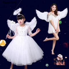 Cánh Thiên Thần Trắng Mềm Mại Cho Bé - Dây Co Giãn Trang Trí Tiệc Giáng Sinh, Lễ Hóa Trang, Đám Cưới, Đạo Cụ