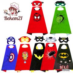 Bộ trang phục siêu anh hùng cho bé trai - Áo choàng và mặt nạ Spider-Man, Iron Man, Superman - Thời trang trẻ em chất cotton an toàn