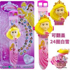 Đồng Hồ Chiếu Hình 3D Trẻ Em - Đồng Hồ Điện Tử Hình Nhân Vật Hoạt Hình Vui Nhộn, 24 Hình Ảnh Elsa, Kitty, Siêu Nhân, Công Chúa