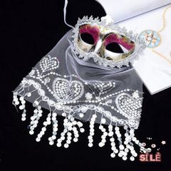 Mặt Nạ Halloween Cổ Trang Nửa Mặt Với Khăn Che - Đạo Cụ Cosplay Cho Tiệc Hóa Trang, Lễ Hội, Halloween