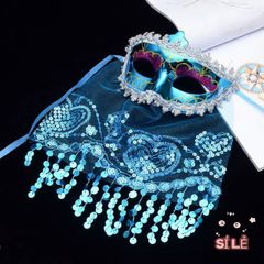Mặt Nạ Halloween Cổ Trang Nửa Mặt Với Khăn Che - Đạo Cụ Cosplay Cho Tiệc Hóa Trang, Lễ Hội, Halloween