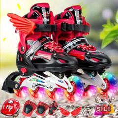 Giày Patin Có Đèn Flash Cho Trẻ Em & Người Lớn, Kèm Bộ Bảo Hộ Tay, Gối, Mũ Bảo Hiểm - An Toàn và Đầy Sáng Tạo