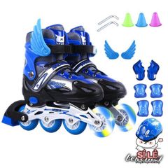 Giày Patin Có Đèn Flash Cho Trẻ Em & Người Lớn, Kèm Bộ Bảo Hộ Tay, Gối, Mũ Bảo Hiểm - An Toàn và Đầy Sáng Tạo