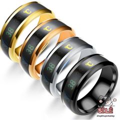 Nhẫn Đo Nhiệt Độ Thời Tiết và Cơ Thể - Nhẫn Thông Minh Kháng Nước Đổi Màu Tâm Trạng, Thiết Kế Hợp Kim, 5 Kích Cỡ