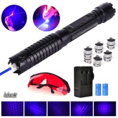Đèn Laser Siêu Mạnh Màu Xanh Dương Cao Cấp - Công Suất Lớn Cho Chiếu Sáng Đêm - Bộ Đầy Đủ 1 Đèn, 2 Pin Sạc, Hộp Sang Trọng