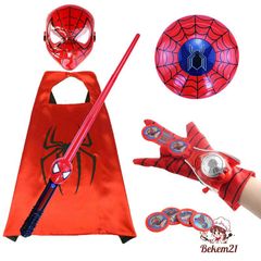 Bộ Đồ Hóa Trang Siêu Anh Hùng Người Nhện & Iron Man Cho Bé - Set Áo Choàng & Mặt Nạ Vải, Đồ Chơi Halloween Cho Trẻ Em