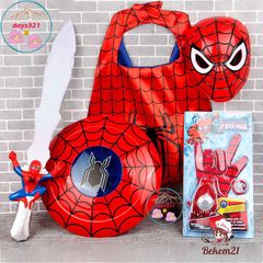 Bộ Trang Phục Hóa Trang Người Nhện 3D Cho Bé Dịp Halloween - Áo Choàng Siêu Anh Hùng và Mặt Nạ Vải Thú Vị, Quà Tặng Độc Đáo