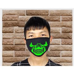 Khẩu Trang Dạ Quang Hình Đầu Lâu Phát Sáng Trong Đêm - Mặt Nạ Halloween Unisex Thoải Mái, Luminous Skull Face Mask