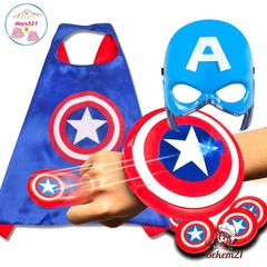 Bộ Quần Áo Hóa Trang Đội Trưởng Mỹ Dài Tay - COSPLAY Siêu Anh Hùng Captain America Cho Bé Trai 3D Chất Liệu Co Giãn Mịn Mát