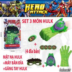 Bộ Đồ Hóa Trang Hulk Siêu Anh Hùng Cho Người Lớn Và Trẻ Em - Áo Choàng, Mặt Nạ Phát Sáng, Găng Tay, Kích Thước Đủ  S105-120, M120-130, L130-140