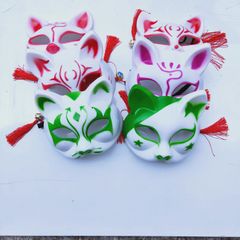 Mặt Nạ Hóa Trang Cáo Phong Cách Nhật Bản - Mặt Nạ Nửa Mặt Đính Tua Rua, Phụ Kiện Cosplay Độc Đáo