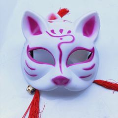 Mặt Nạ Hóa Trang Cáo Phong Cách Nhật Bản - Mặt Nạ Nửa Mặt Đính Tua Rua, Phụ Kiện Cosplay Độc Đáo
