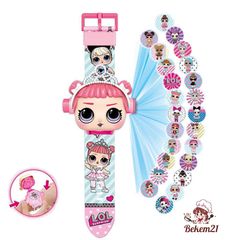 Đồng Hồ Chiếu Đèn LED 3D Hình Búp Bê Hoạt Hình Frozen Elsa & Người Nhện - Quà Tặng Giáng Sinh Dễ Thương cho Bé