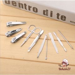 Bộ Dụng Cụ Cắt Móng Tay 10 Món Cao Cấp - Hộp Da Sang Trọng, Chất Liệu Thép Không Gỉ, Thiết Kế Gọn Nhẹ, Quà Tặng Hoàn Hảo