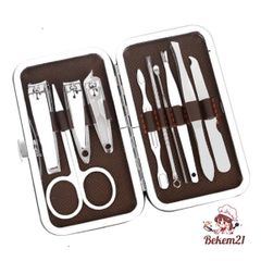 Bộ Dụng Cụ Cắt Móng Tay 10 Món Cao Cấp - Hộp Da Sang Trọng, Chất Liệu Thép Không Gỉ, Thiết Kế Gọn Nhẹ, Quà Tặng Hoàn Hảo