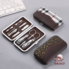 Bộ Dụng Cụ Chăm Sóc Móng Tay Chân 7 Món Cao Cấp - Thiết Kế Nhỏ Gọn Bằng Thép Không Gỉ, Hộp Da Sang Trọng