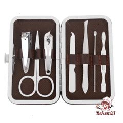 Bộ Dụng Cụ Chăm Sóc Móng Tay Chân 7 Món Cao Cấp - Thiết Kế Nhỏ Gọn Bằng Thép Không Gỉ, Hộp Da Sang Trọng