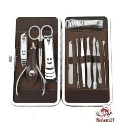 Bộ Dụng Cụ Bấm Móng Tay 12 Món Cao Cấp Kèm Hộp Da Sang Trọng - Dụng Cụ Làm Nail Tiện Dụng Cho Nữ